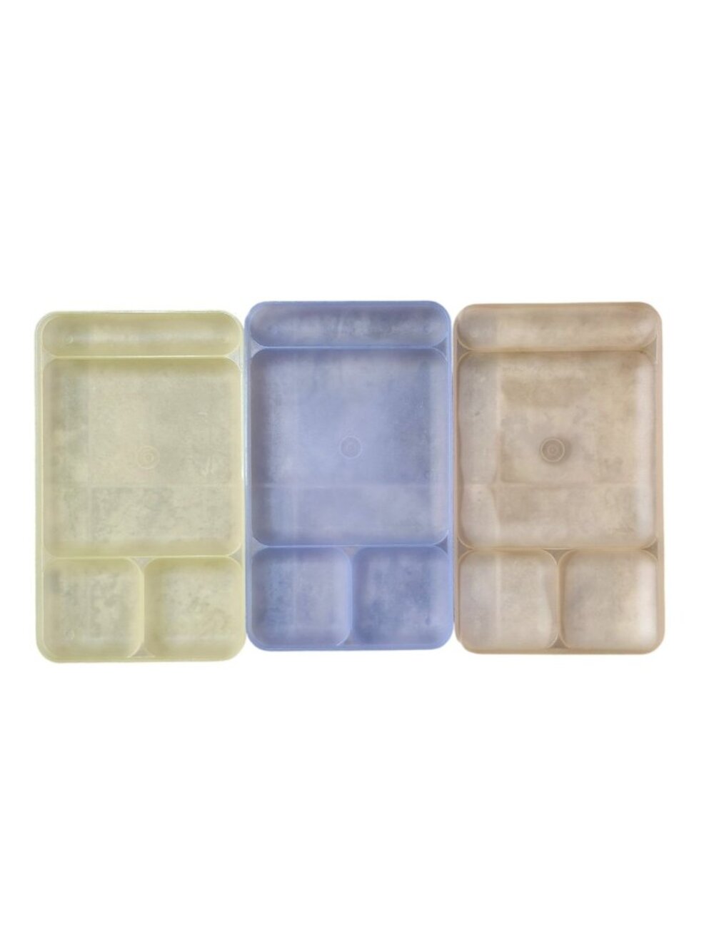 Vintage 70s 80s Tupperware 1535 Dining Trays Set of 3 Divided Pastel Colors